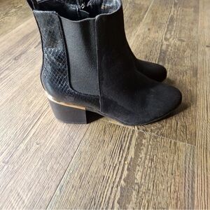 New Look Black Ankle Boots with Snakeskin Accent